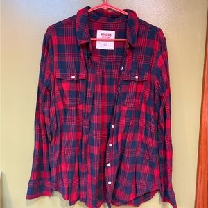 Mossimo Supply Co. Red and Navy Plaid Shirt